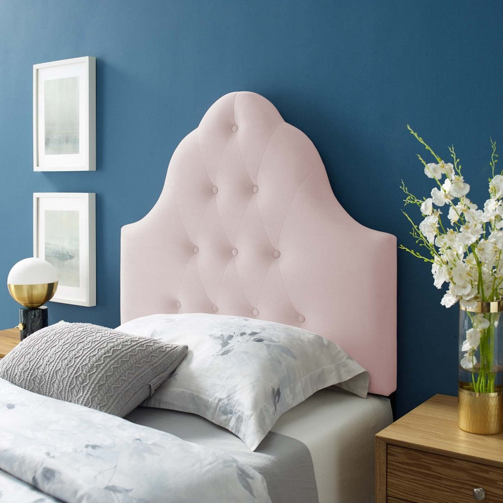 Sovereign Twin Diamond Tufted Performance Velvet Headboard, Pink