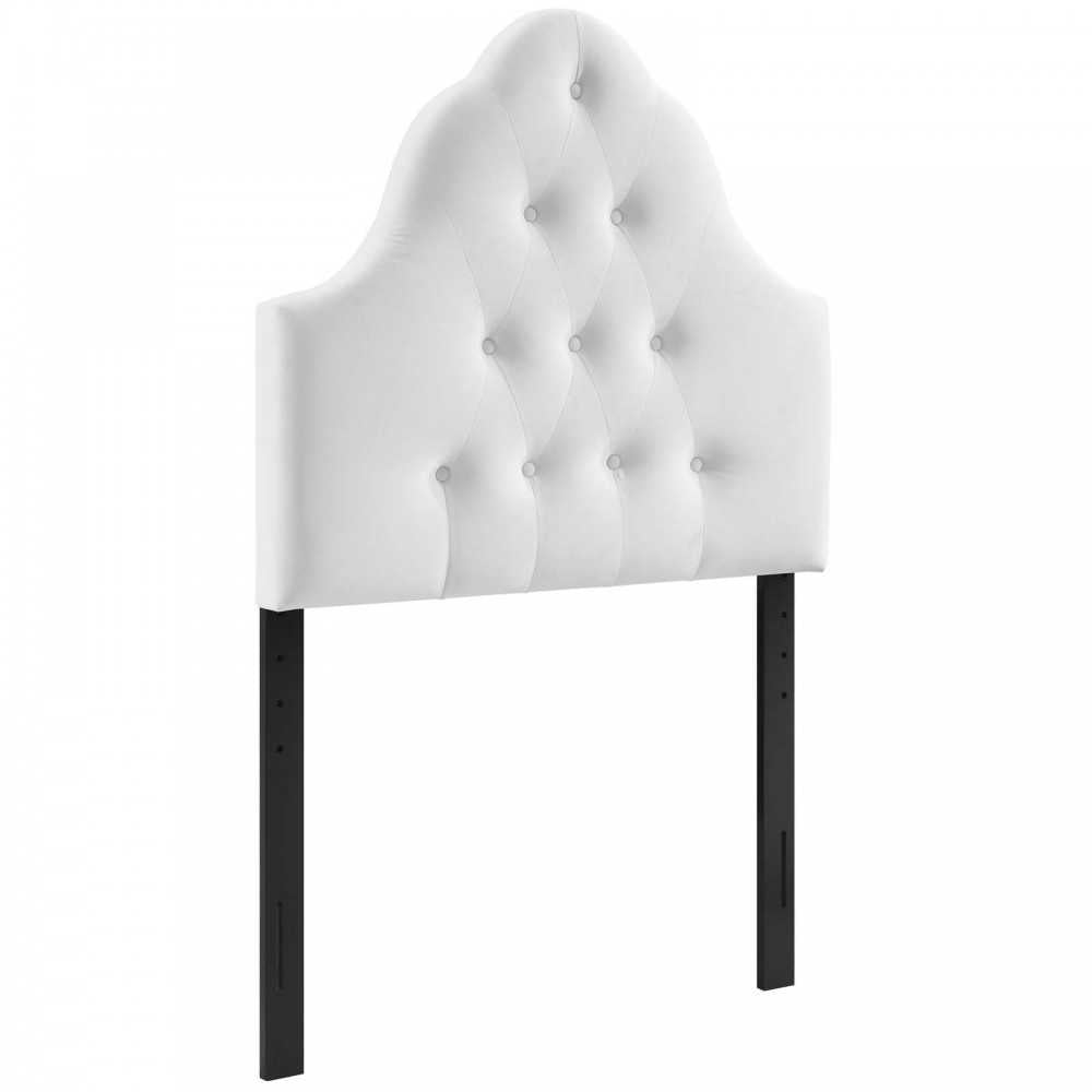 Sovereign Twin Diamond Tufted Performance Velvet Headboard, White