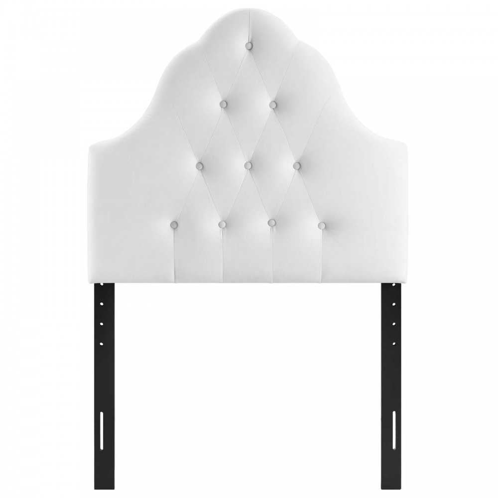 Sovereign Twin Diamond Tufted Performance Velvet Headboard, White