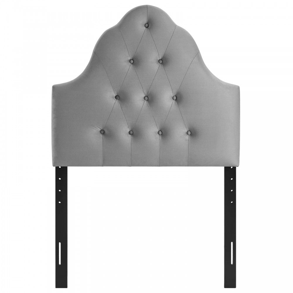 Sovereign Twin Diamond Tufted Performance Velvet Headboard, Gray