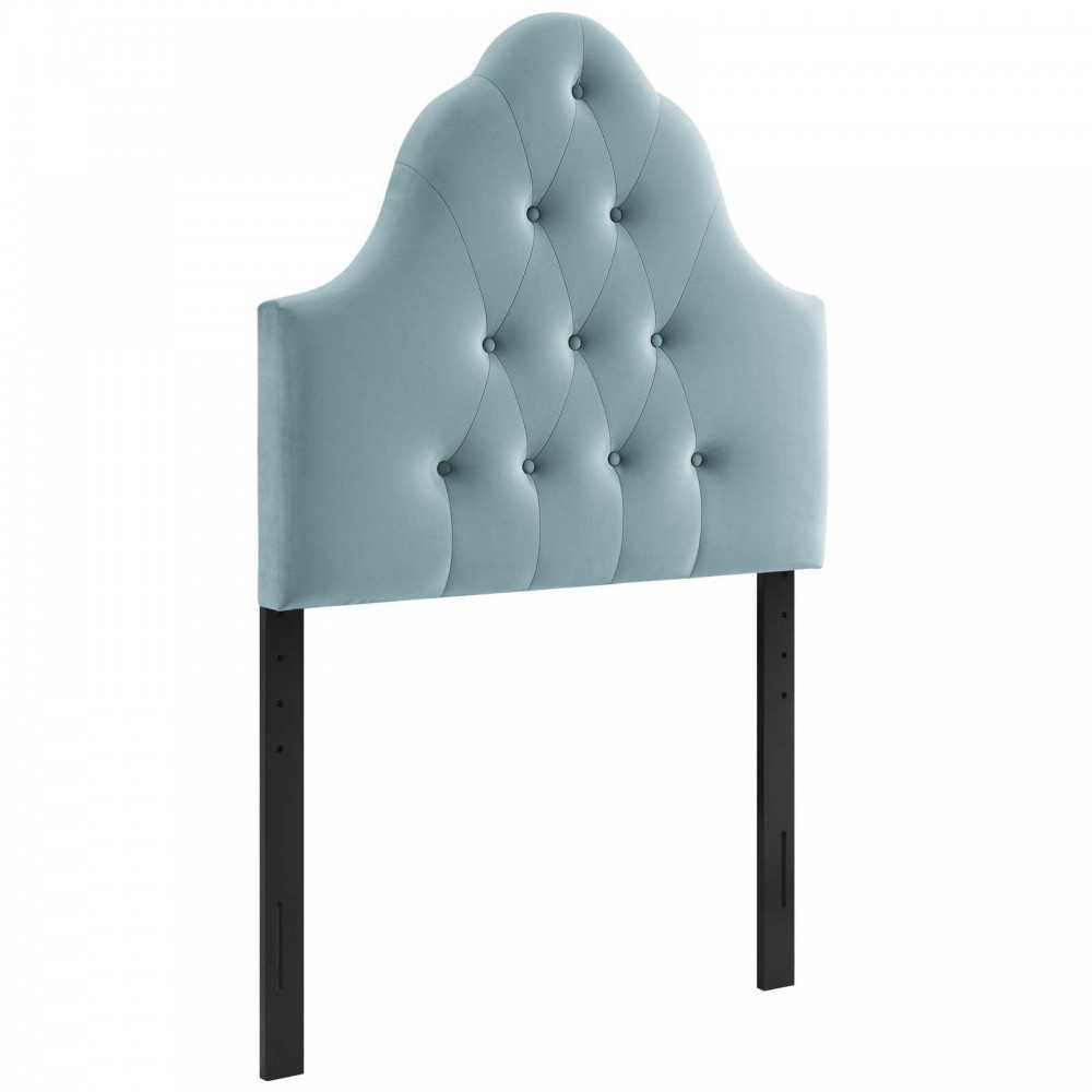 Sovereign Twin Diamond Tufted Performance Velvet Headboard, Light Blue