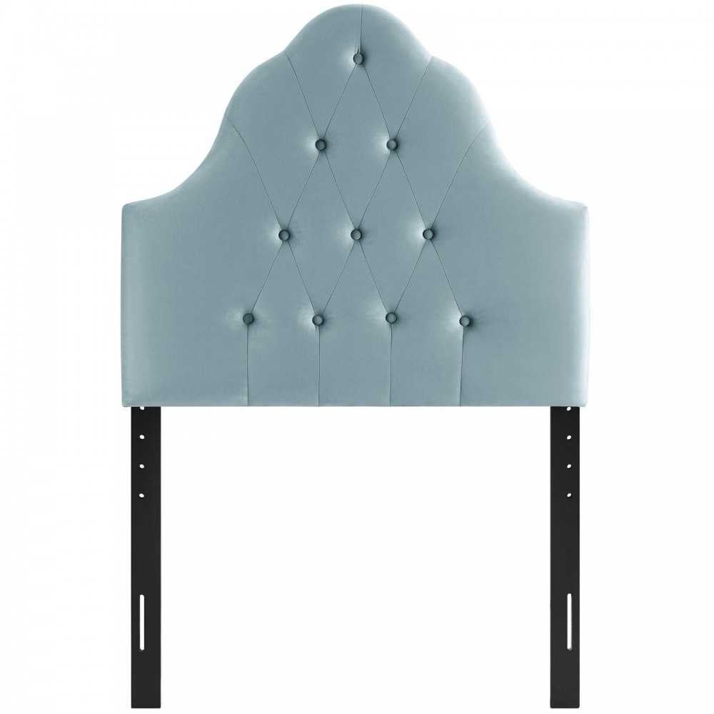 Sovereign Twin Diamond Tufted Performance Velvet Headboard, Light Blue