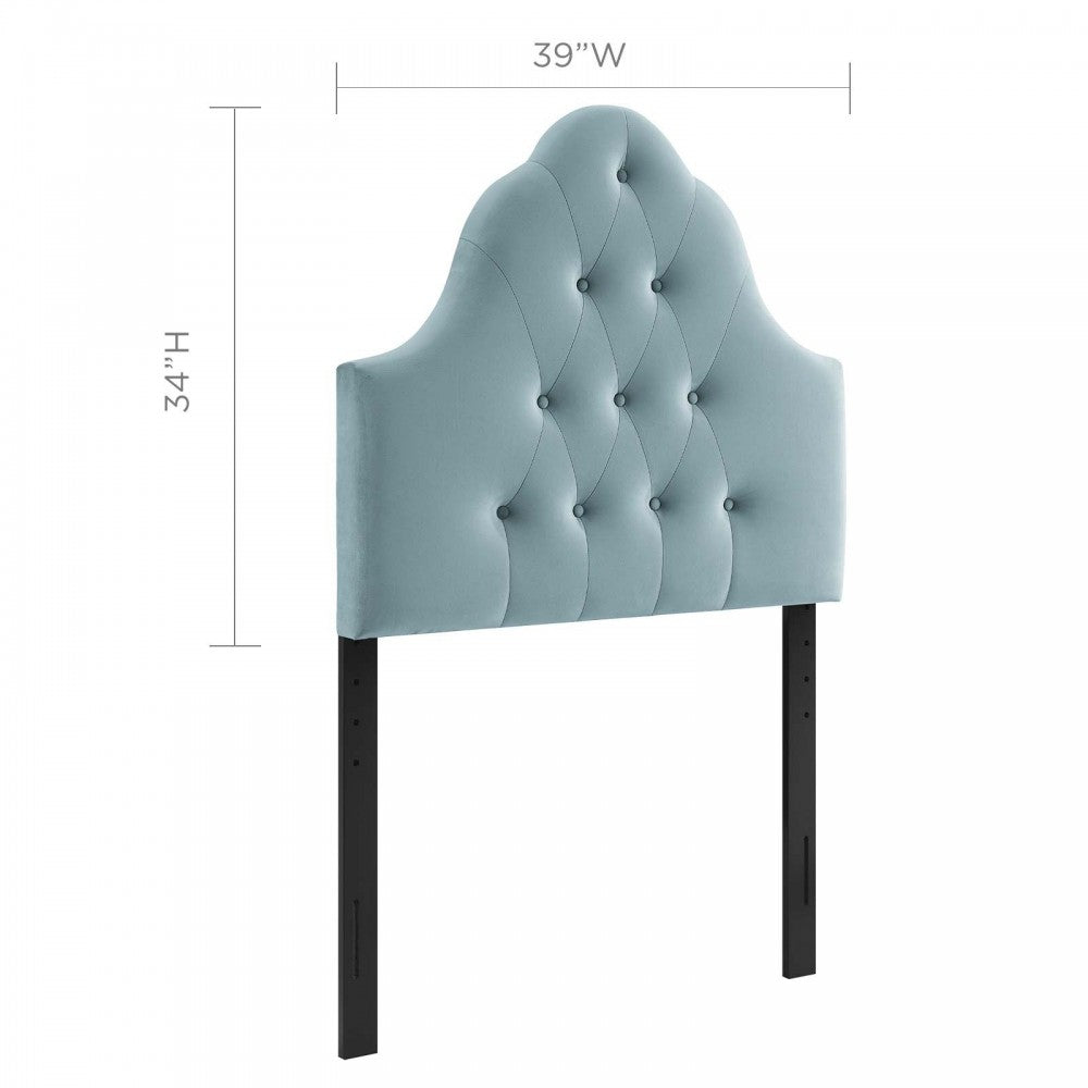 Sovereign Twin Diamond Tufted Performance Velvet Headboard, Light Blue