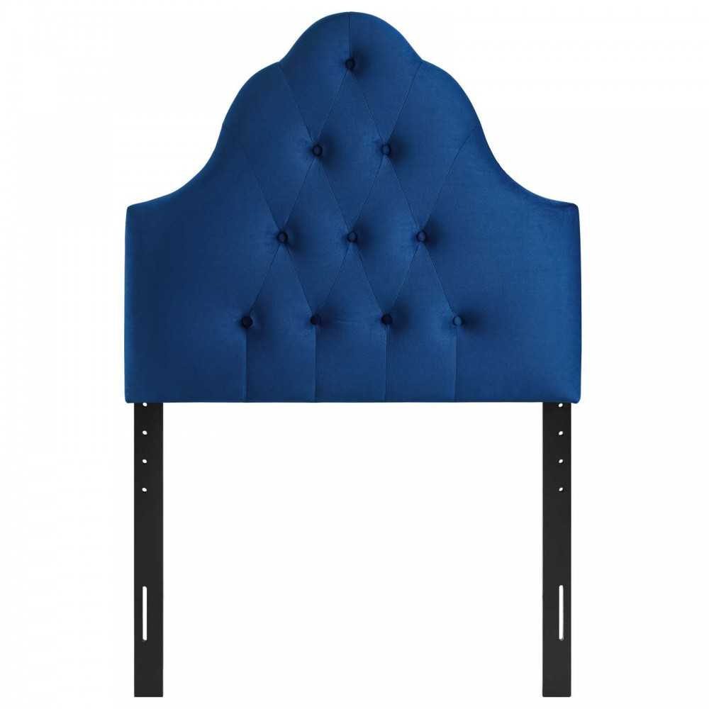 Sovereign Twin Diamond Tufted Performance Velvet Headboard, Navy