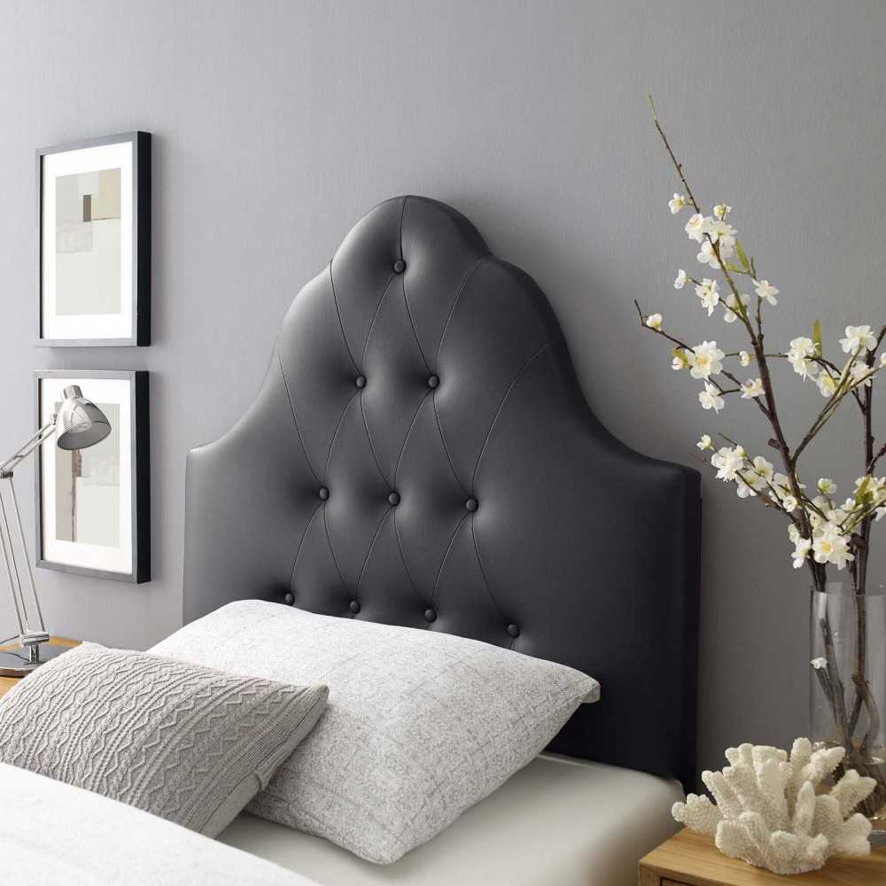 Sovereign Twin Upholstered Vinyl Headboard, Black