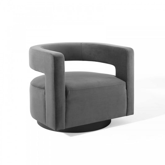 Spin Cutaway Performance Velvet Swivel Armchair, Gray