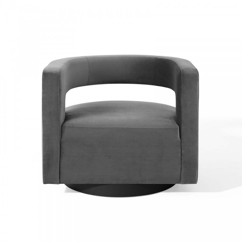 Spin Cutaway Performance Velvet Swivel Armchair, Gray