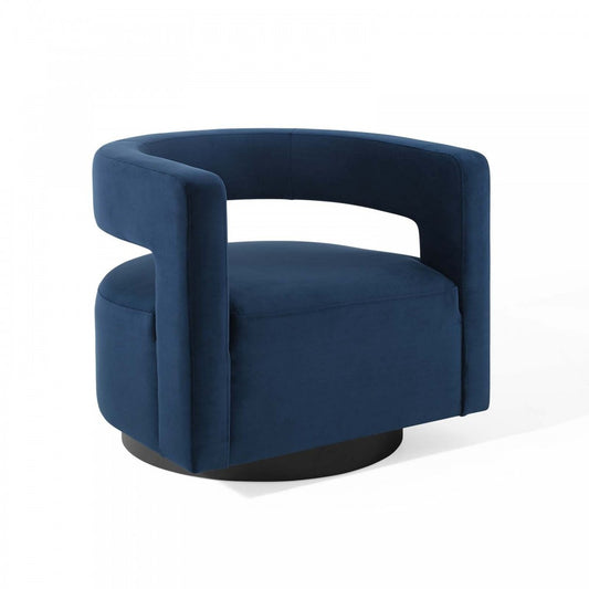 Spin Cutaway Performance Velvet Swivel Armchair, Midnight Blue