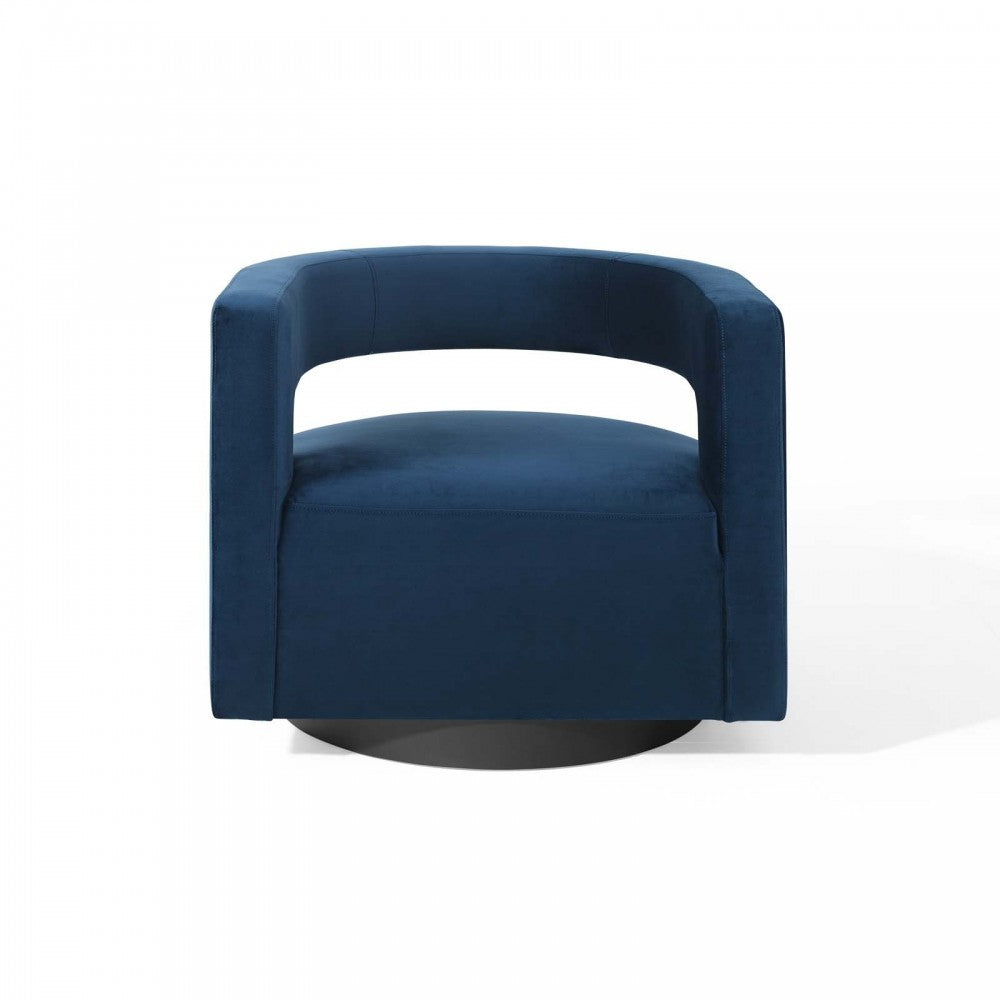 Spin Cutaway Performance Velvet Swivel Armchair, Midnight Blue