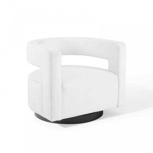 Spin Cutaway Performance Velvet Swivel Armchair, White