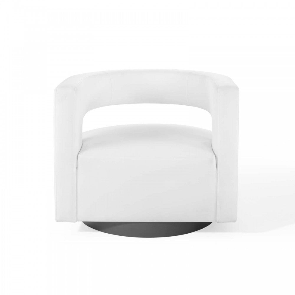 Spin Cutaway Performance Velvet Swivel Armchair, White