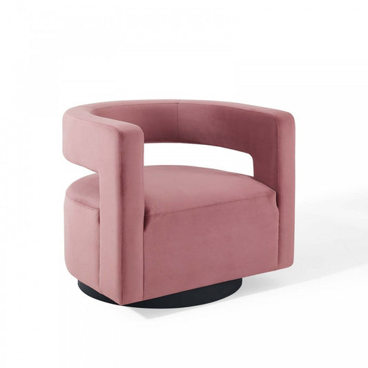 Spin Cutaway Performance Velvet Swivel Armchair, Dusty Rose