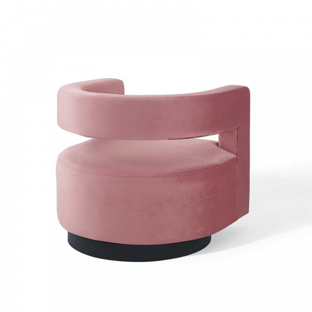 Spin Cutaway Performance Velvet Swivel Armchair, Dusty Rose
