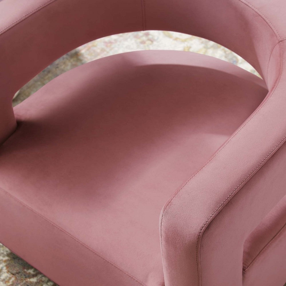 Spin Cutaway Performance Velvet Swivel Armchair, Dusty Rose