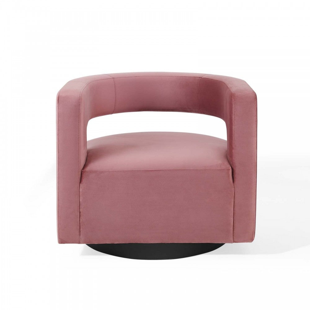 Spin Cutaway Performance Velvet Swivel Armchair, Dusty Rose