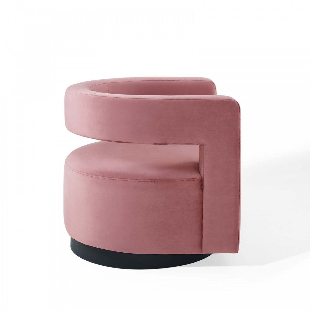 Spin Cutaway Performance Velvet Swivel Armchair, Dusty Rose