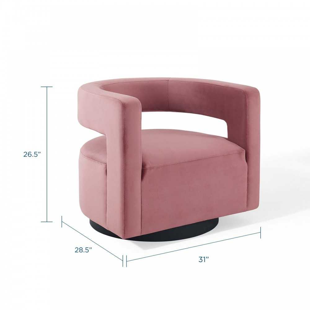 Spin Cutaway Performance Velvet Swivel Armchair, Dusty Rose