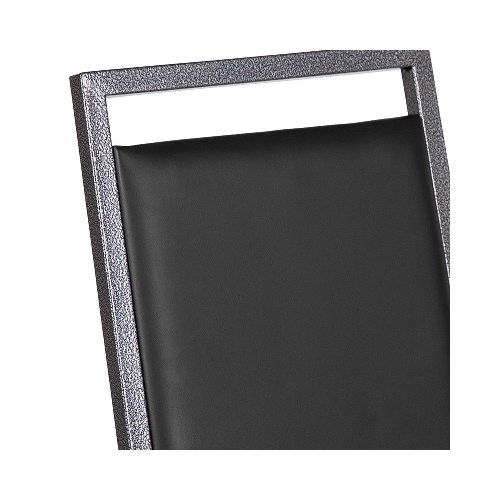 Square Back Stacking Banquet Chair in Black Vinyl with Silvervein Frame