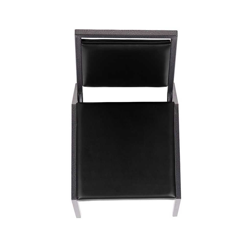 Square Back Stacking Banquet Chair in Black Vinyl with Silvervein Frame