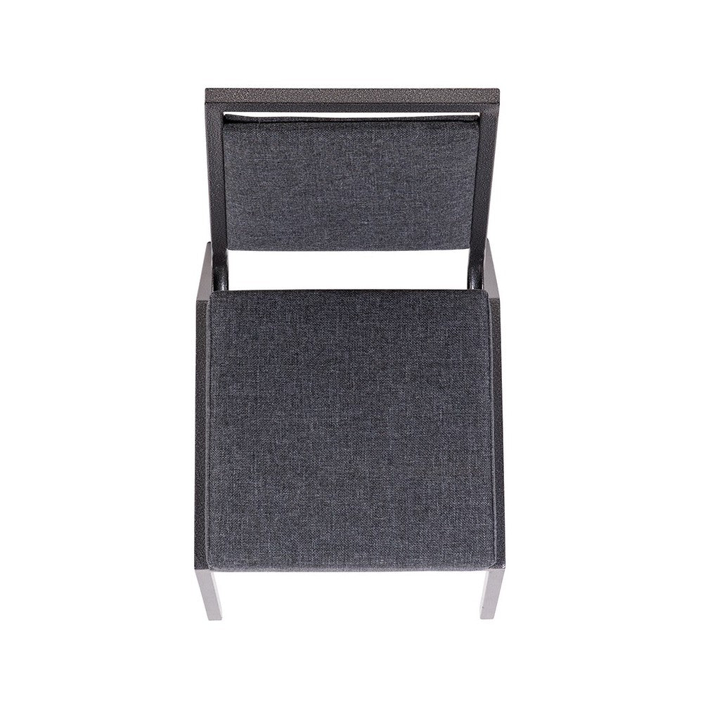 Square Back Stacking Banquet Chair in Dark Gray Fabric with Silvervein Frame
