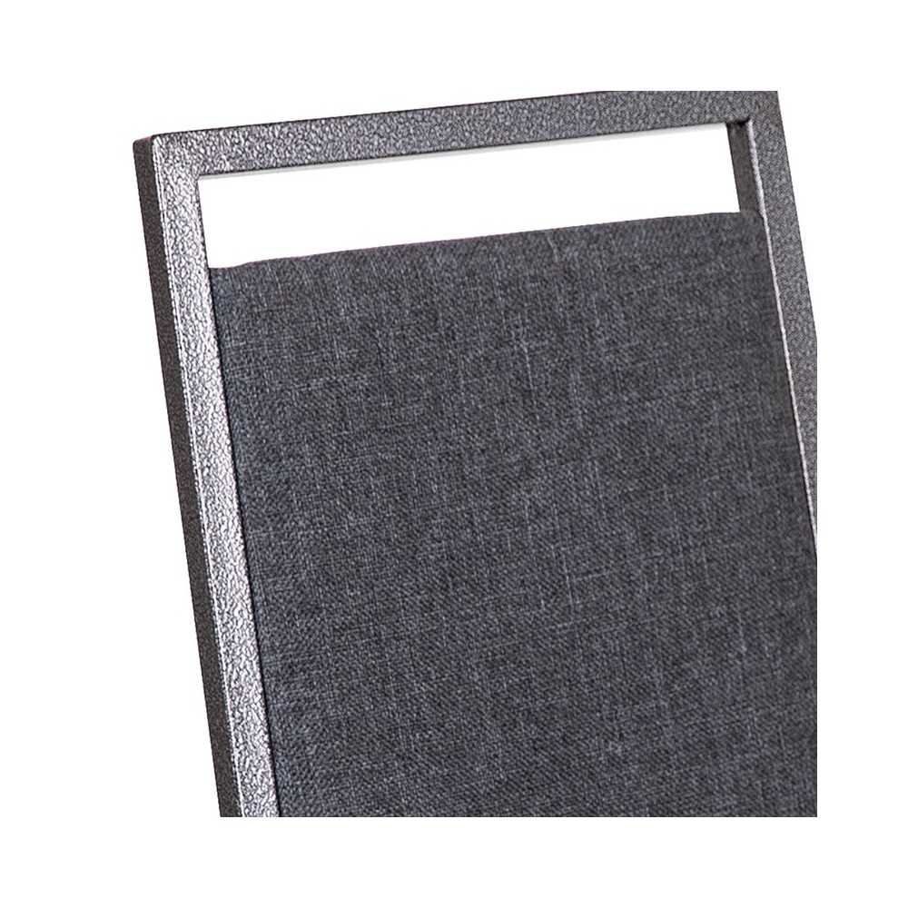 Square Back Stacking Banquet Chair in Dark Gray Fabric with Silvervein Frame