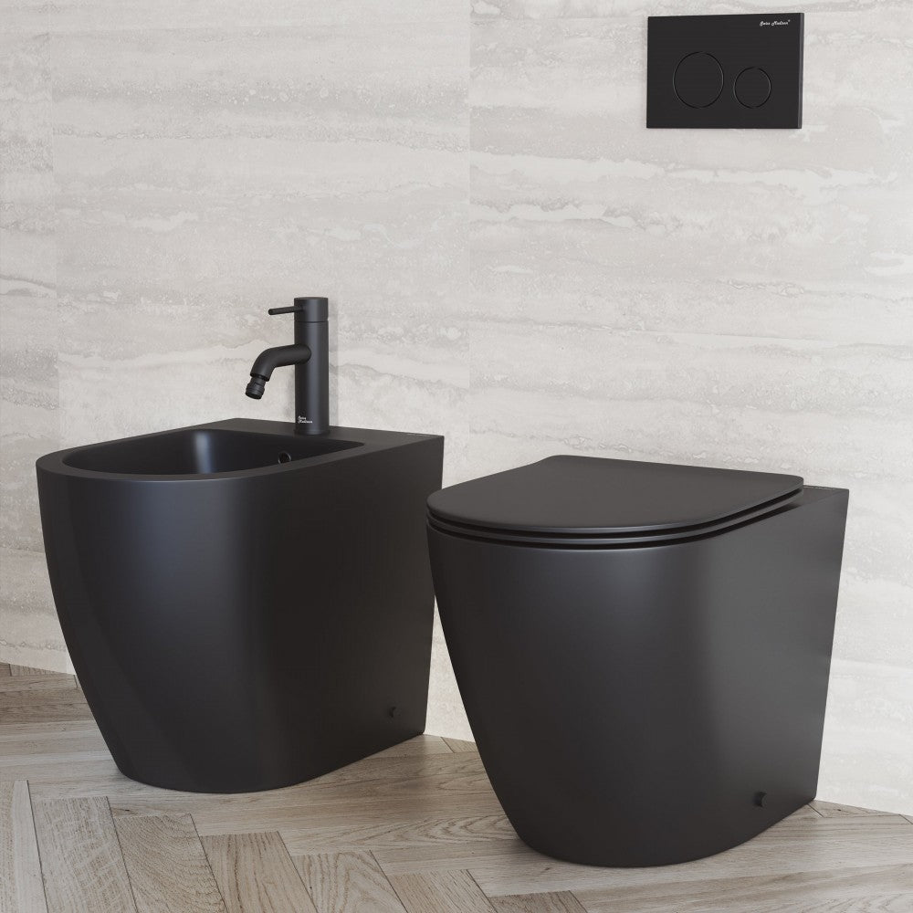 St. Tropez Back-to-Wall Elongated Toilet Bowl, Black