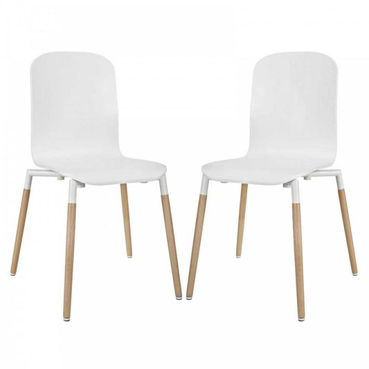 Stack Dining Chairs Wood Set of 2