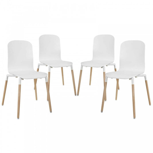 Stack Dining Chairs Wood Set of 4