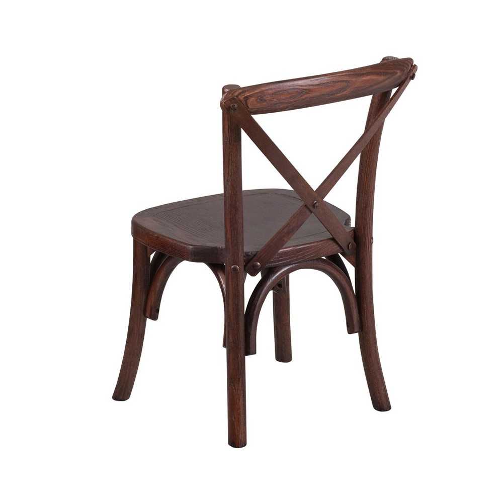 Stackable Kids Mahogany Wood Cross Back Chair