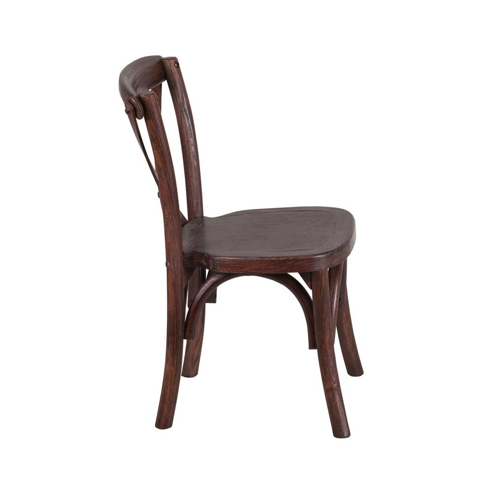 Stackable Kids Mahogany Wood Cross Back Chair
