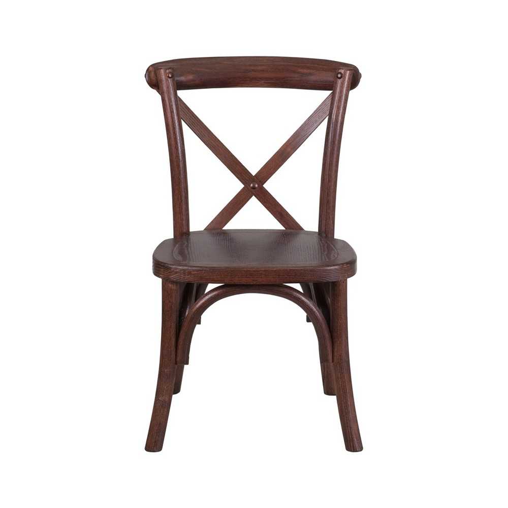 Stackable Kids Mahogany Wood Cross Back Chair