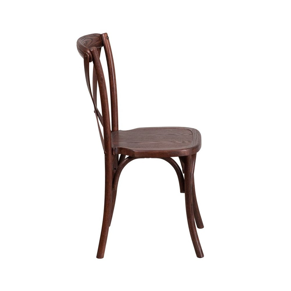 Stackable Mahogany Wood Cross Back Chair