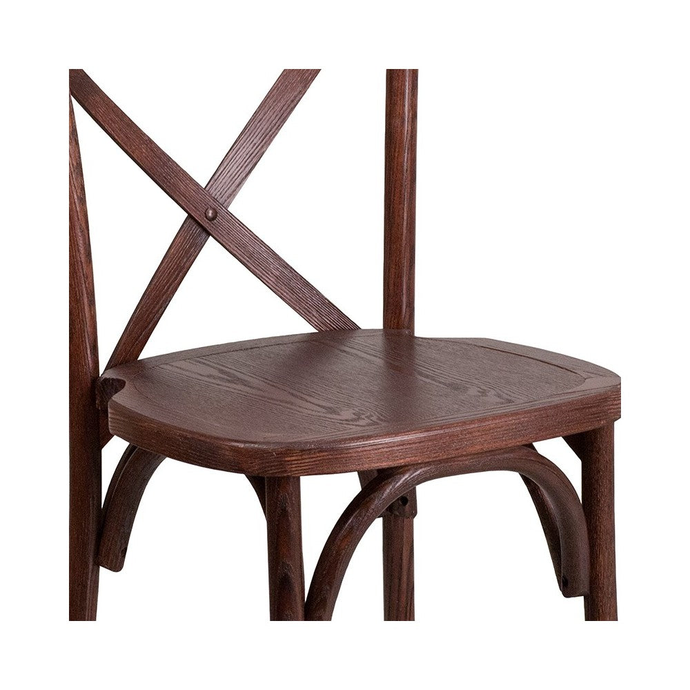 Stackable Mahogany Wood Cross Back Chair