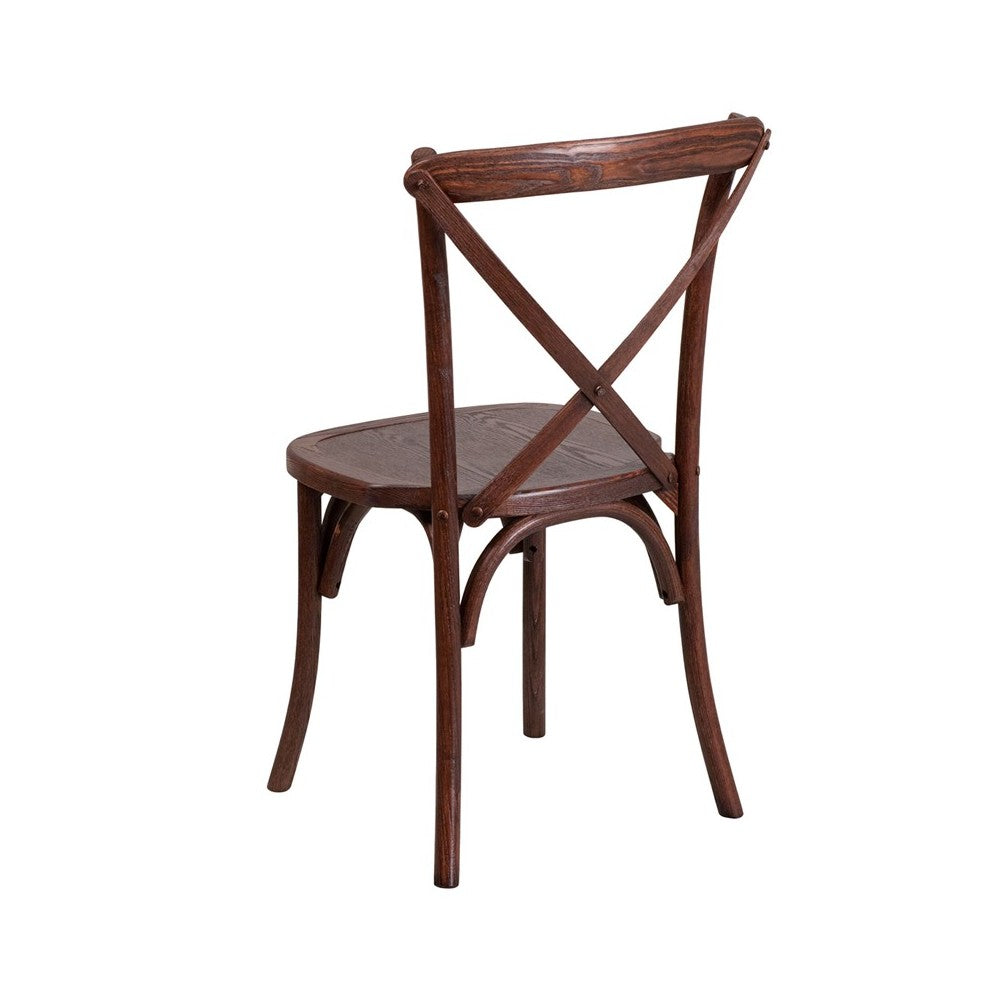 Stackable Mahogany Wood Cross Back Chair