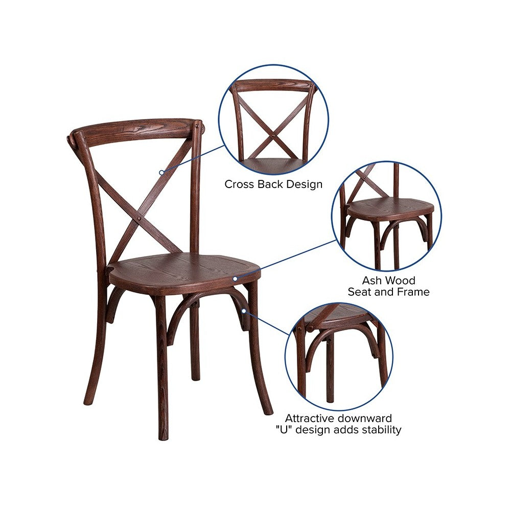 Stackable Mahogany Wood Cross Back Chair