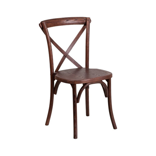 Stackable Mahogany Wood Cross Back Chair