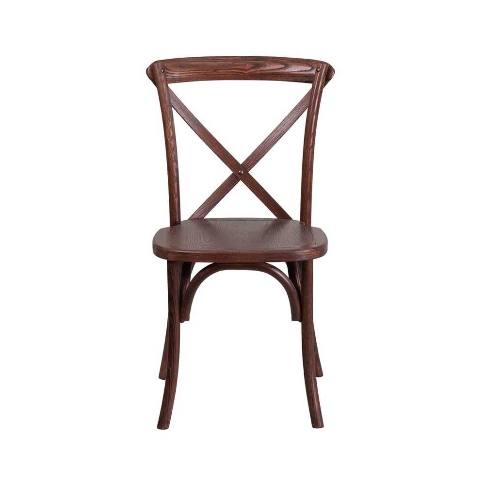Stackable Mahogany Wood Cross Back Chair