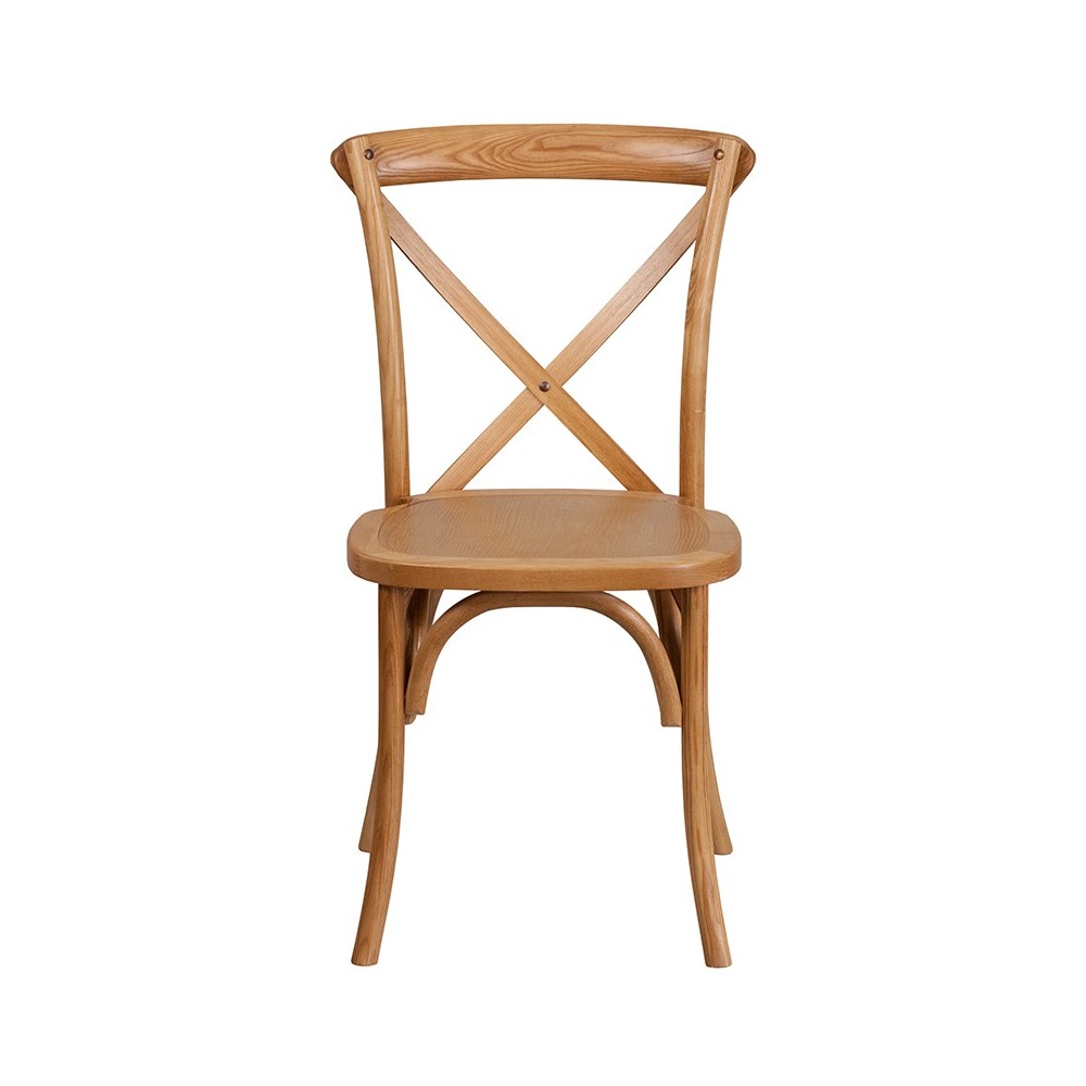 Stackable Oak Wood Cross Back Chair
