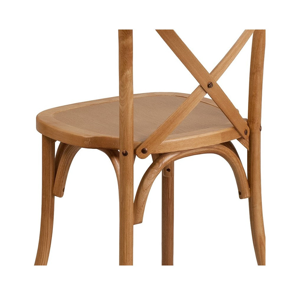 Stackable Oak Wood Cross Back Chair