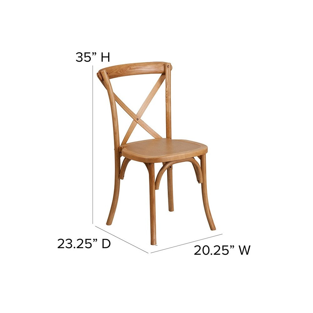 Stackable Oak Wood Cross Back Chair