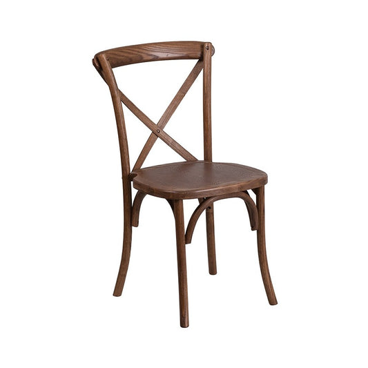 Stackable Pecan Wood Cross Back Chair