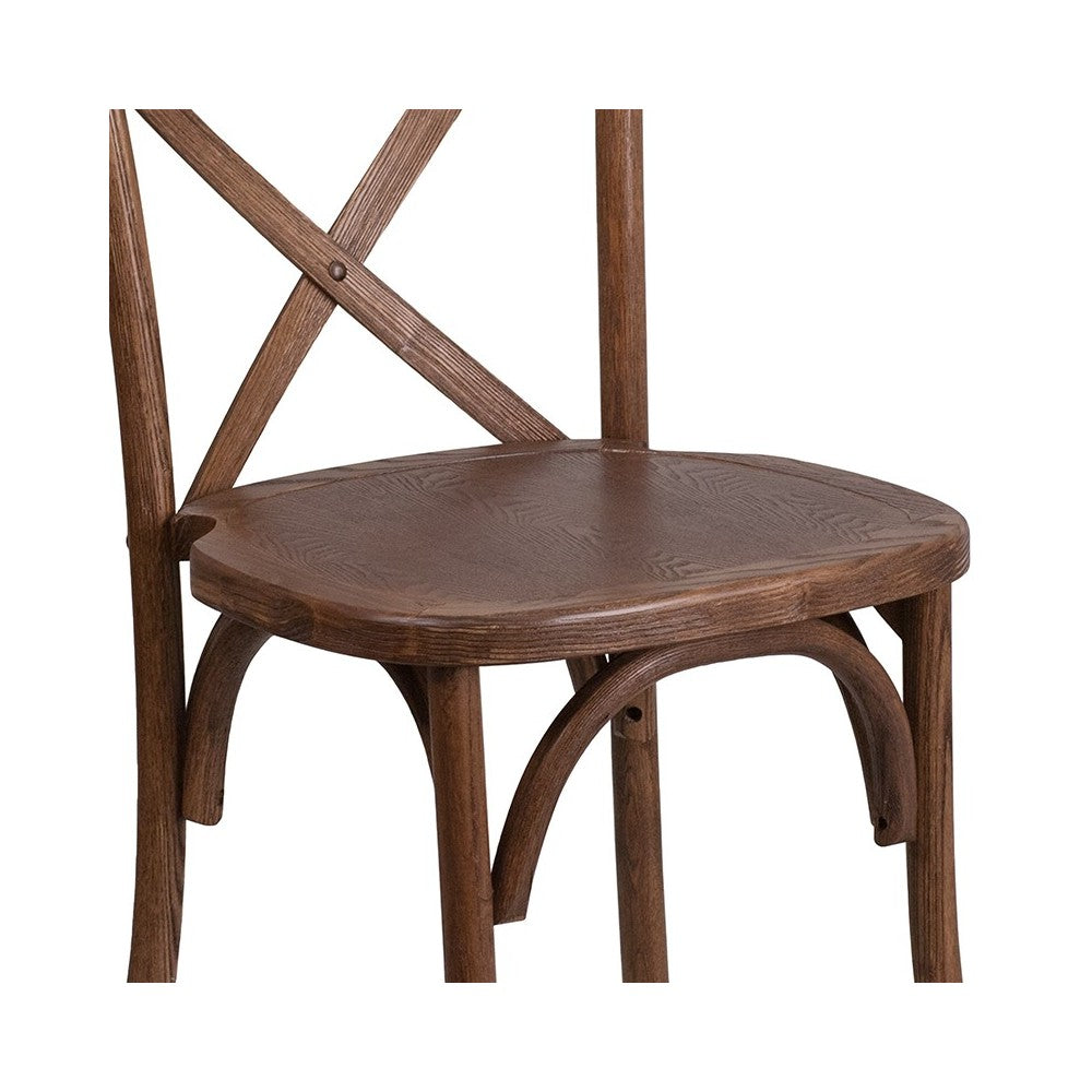 Stackable Pecan Wood Cross Back Chair