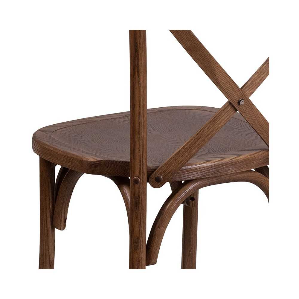 Stackable Pecan Wood Cross Back Chair