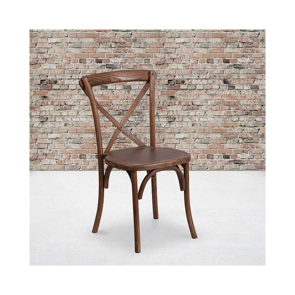Stackable Pecan Wood Cross Back Chair