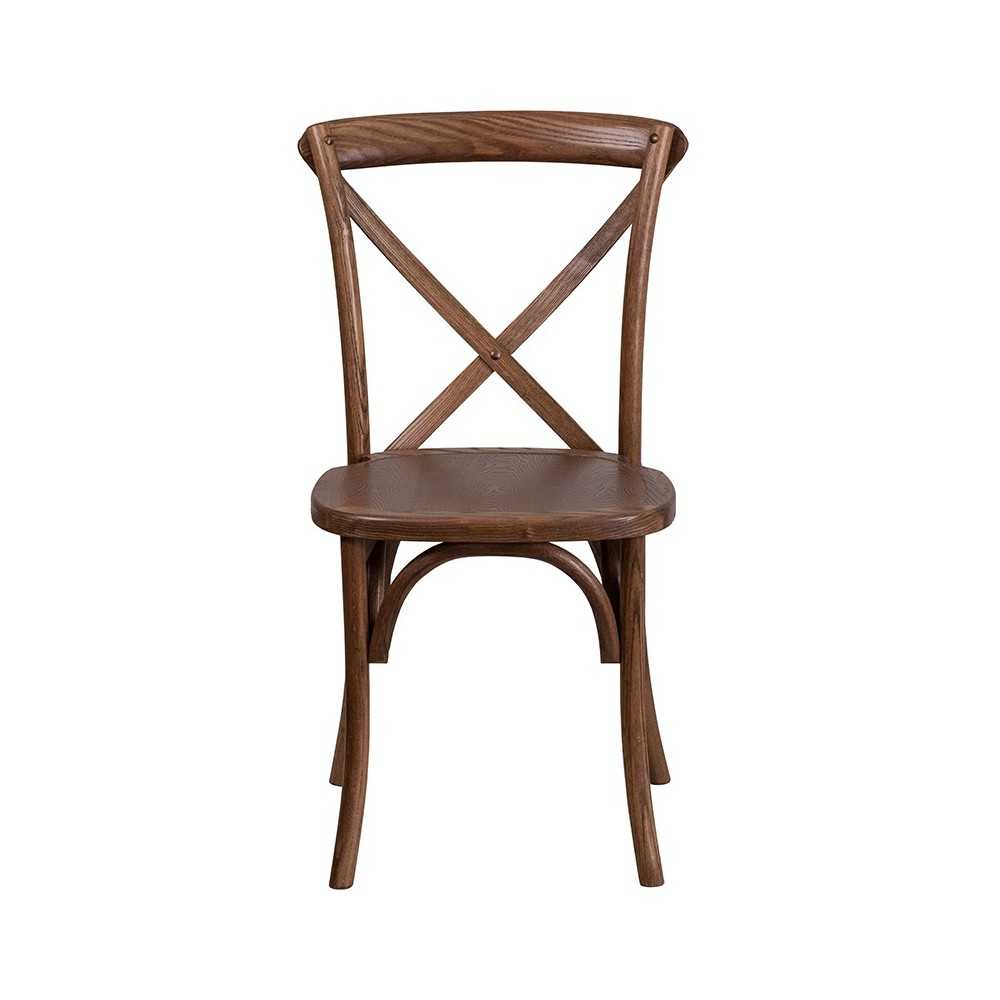Stackable Pecan Wood Cross Back Chair