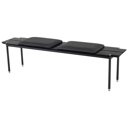 Stacking Bench Storm Black Leather Bench Cushion