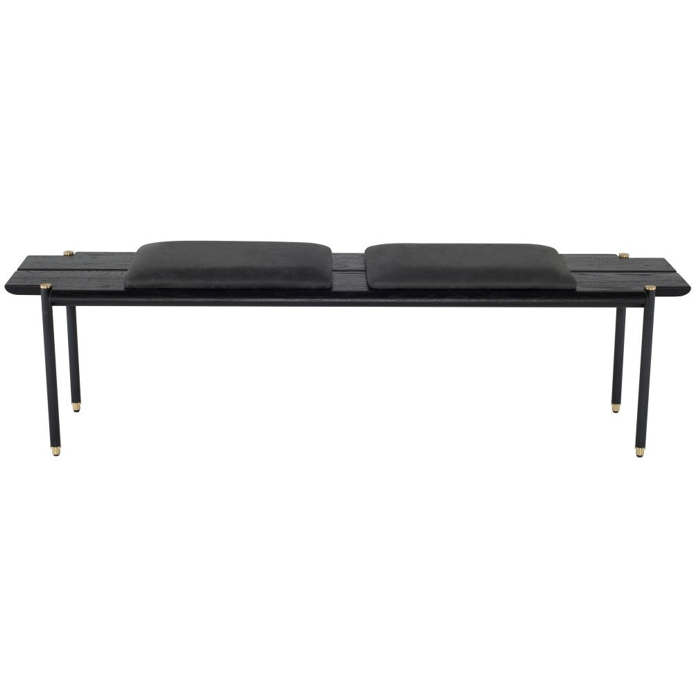 Stacking Bench Storm Black Leather Bench Cushion