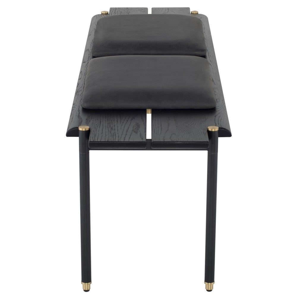 Stacking Bench Storm Black Leather Bench Cushion