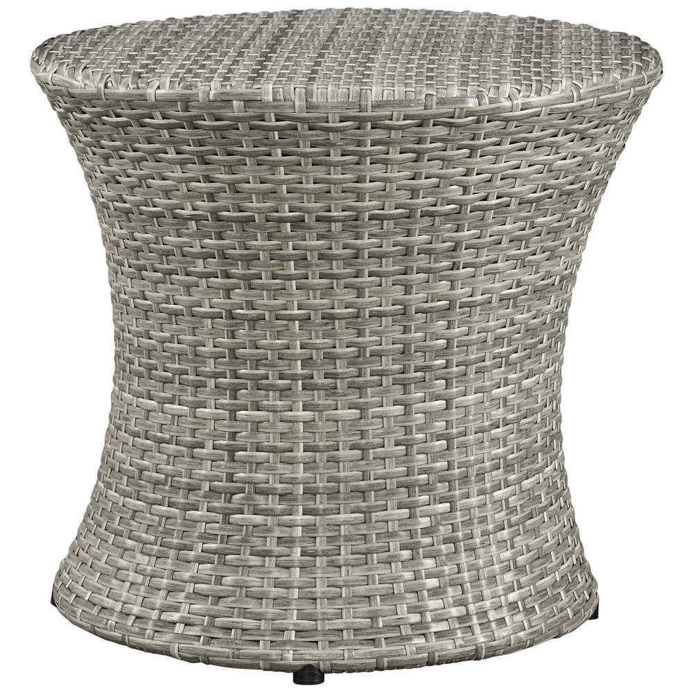 Stage Round Outdoor Patio Side Table, Light Gray
