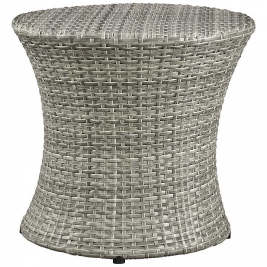 Stage Round Outdoor Patio Side Table, Light Gray